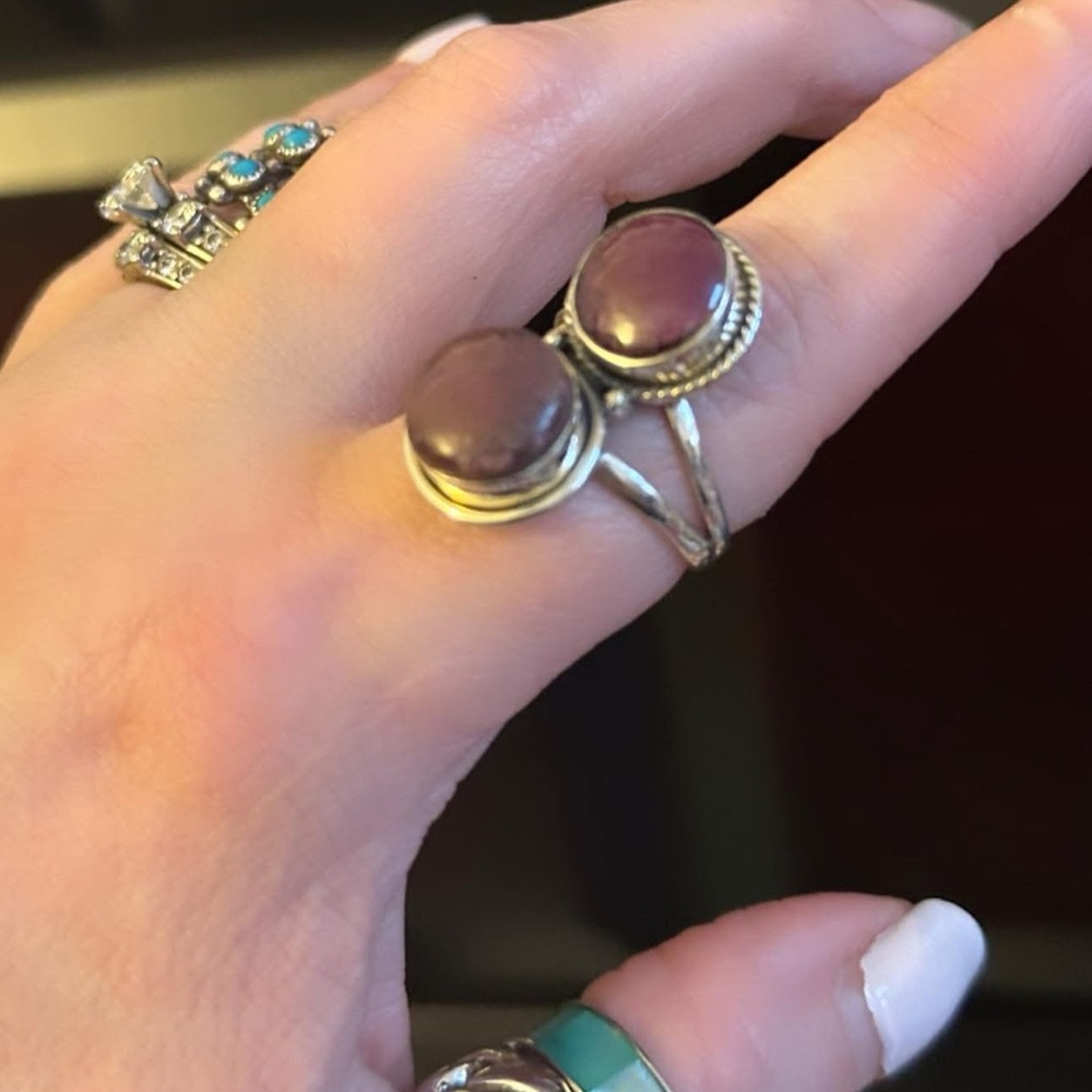 Lepidolite Purple Stone Women's sterling silver Ring - Picture 4 of 7
